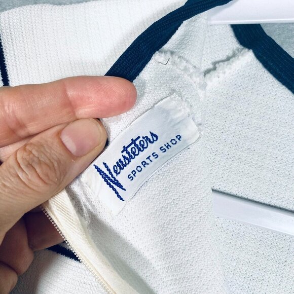 Vintage Neusteters Sweater Women S Blue Knit Short Sleeve Zip Back - Picture 4 of 10